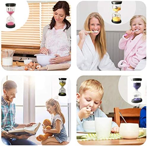 Sand Timer 6 Colors Hourglass 1/3/5/10/15/30 Minutes Sandglass Timer Sand Clock for Kids Games Classroom Kitchen Home Office Decoration (Pack of 6)