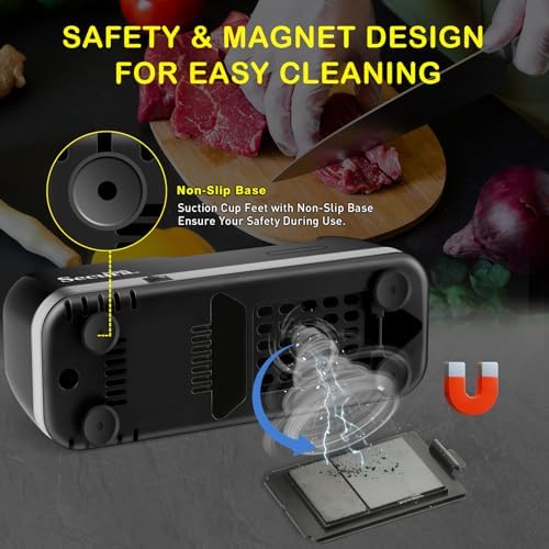 Secura 3-Stage Electric Knife Sharpener with Diamond Abrasives and Precision Angle Guides, Professional Sharpening Tool for Kitchen Straight Edge and Ceramic Knife, Black