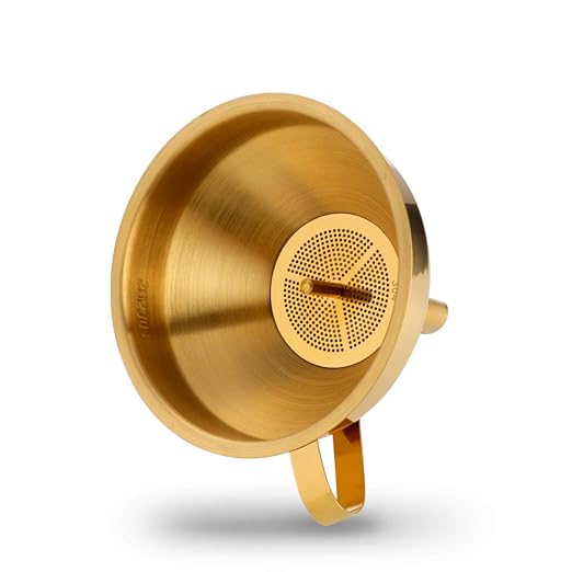 Buyer Star 2PCS Funnel with Detachable Filter,18/8（304） Stainless Steel, Food Grade Metal Kitchen Funnels (Gold)