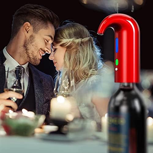 Electric Wine Aerator, Wine Aeration and Decanter Wine Dispenser Spout Pourer,Wine Accessories Gift for Wine Lovers-Red