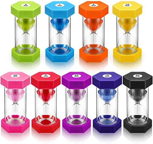 Yunsailing 9 Packs Sand Timer Hourglass 1-60 Minutes Visual, Classic Colors