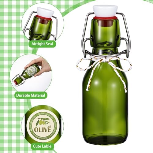 Queekay 20 Pack Mini Swing Top Glass Bottles with Labels