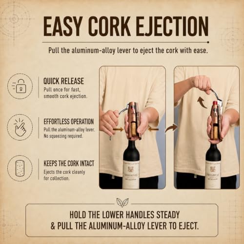 TRAVOCE Manual Lever Wine Opener with Foil Cutter, Bronze Tone