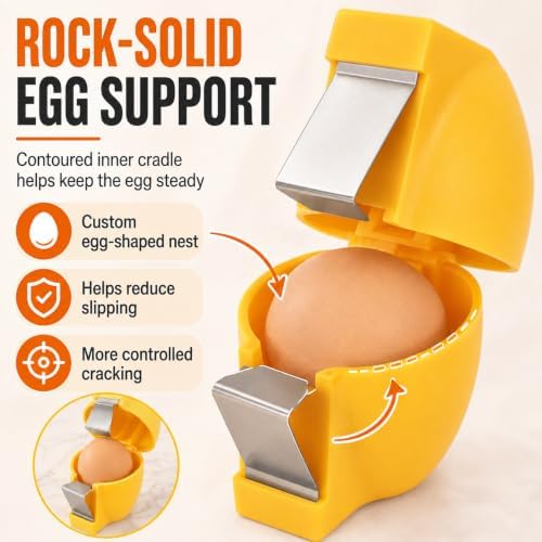 Egg Shell Opener Cracker Tool, Hard Boiled Peeler, Stainless Steel Eggs Cutter Breaker Cracking Eggshell, 2026 Upgraded Little Handheld Raw Separator Kitchen Gadgets, Easy to Use (Orange)