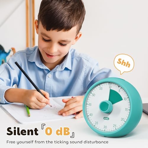 Visual Timer for Kids 60-Minute Countdown Timer with Optional Alarm, Focus Tool for ADHD & Autism, Time Management for Homework, Chores, Office, Kitchen, Teaching & Study Routines (Green)
