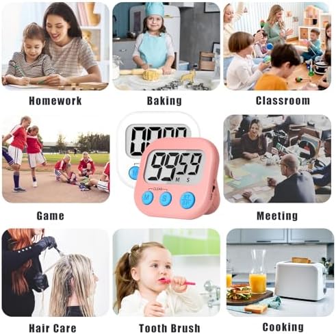 ZILLEEN Classroom Timer for Kids Teachers 2 Pack Digital Timers White Pink