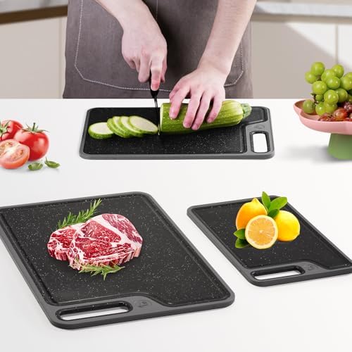 4 Piece Plastic Cutting Board Set for Kitchen Dishwasher Safe,Food Safety, Non-Slip Design, Ideal for Meat and Vegetable Prep