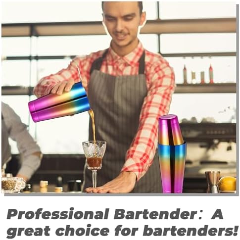 Sabary 6 Pcs Shakers Bartending Boston Cocktail Shaker, Gradient Color
