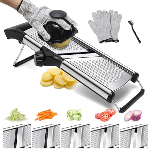 Mandoline Slicer for Kitchen, Stainless Steel adjustable Mandoline slicer