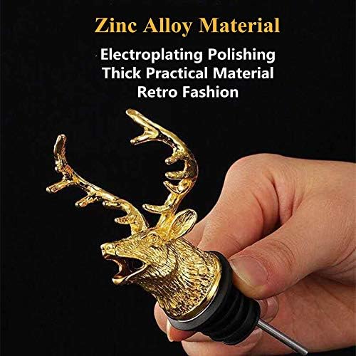 Wine Pourer Aerators, Deer Stag Head Wine Decanter Spout, Aerating Bottle Pourer, Wine Stopper Bar Accessories, Gifts for Birthday Wedding Christmas,Gold
