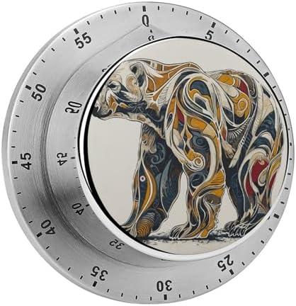 Abstract Polar Bear Kitchen Timers for Cooking Rich Colors Chef Cooking Timer Clock with Loud Alarm No Batteries Required Mechanical Desk Timer Magnetic Backing
