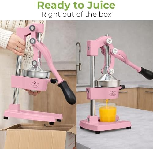 Zulay Kitchen Cast Iron Juicer - Heavy Duty Orange Juicer with Detachable Strainers for Easy Cleaning, Citrus Press for Citrus Fruits, Perfect for Bartenders, Juice Lovers & Health Enthusiasts