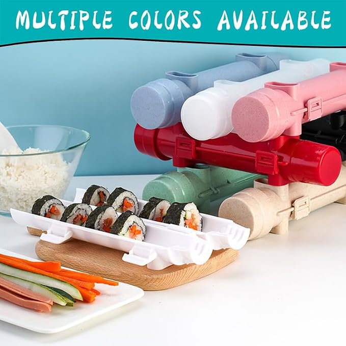 SmileTools Sushi Making Kit, 22pcs Roller Maker for Beginners With Guide Book, Bazooka, Knife, Mat, Avocado Slicer, Chopsticks, Sauce Dishes & More - Sushi Lover's Gift
