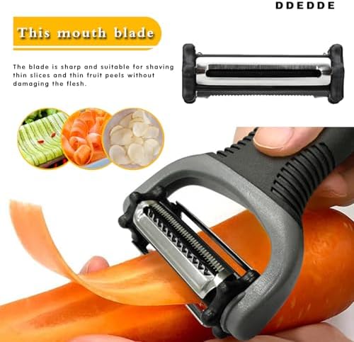 3-in-1 Rotary Vegetable Peeler with 3 Blades, Multi-Function Stainless Steel Peeler & Julienne Slicer, Non-Slip Grip Handle for Potato, Carrot, Fruit, Kitchen Gadgets