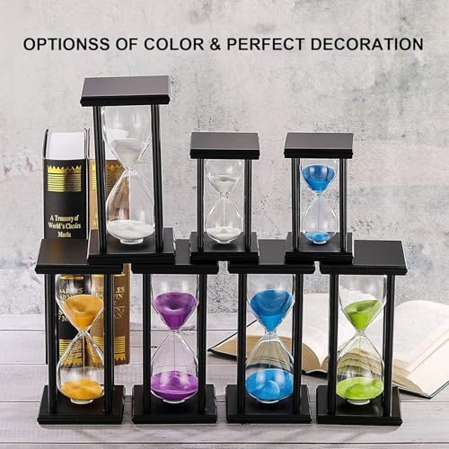 SuLiao Purple Sand Watch 60 Min, Black Wooden Stand Sand Timer Clock, Wood Hourglass 60 Minute, Antiguo Reloj De Arena 1 Hora, Large Unique One Hour Glass Sandglass for Home, Desk, Office Decorative