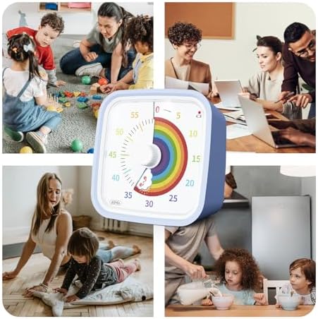 Yunbaoit Rainbow Visual Timer for Kids, 60-min Countdown Timer, Light Blue