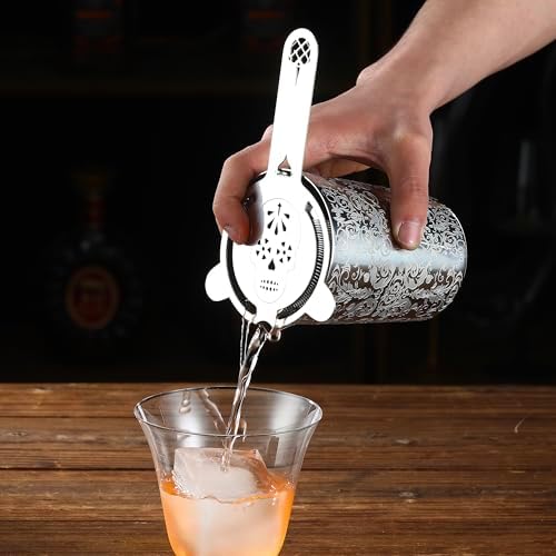 Unbreakable Cocktail Mixing Glass,Stirring Tin, Bar Mixing Pitcher with Spirit Pattern, 17-ounce / 500ml (Spirit Silver)