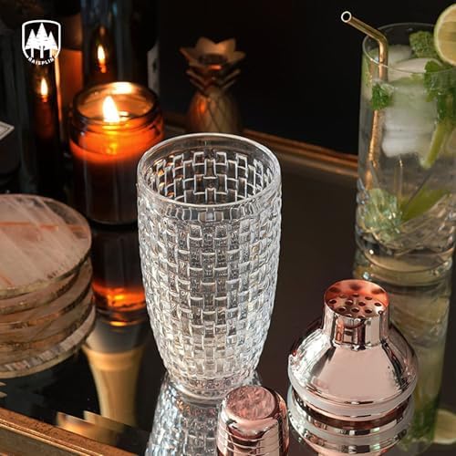 Glass Cocktail Shaker Set with Built-in Strainer - 13 ounces Martini & Margarita Mixer Bartender Tools for Whiskey, Coffee, Beverages, Durable Crystal clear Shaker Cup for Home Bar, Party & Gifts