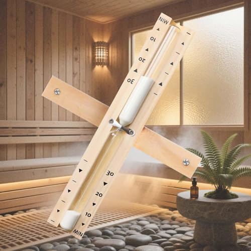 30 Minute Sauna Sand Timer, Rotating Wooden Sauna Hourglass with White Sand, Heat Resistant Hour Glass Timer for Sauna SPA Room