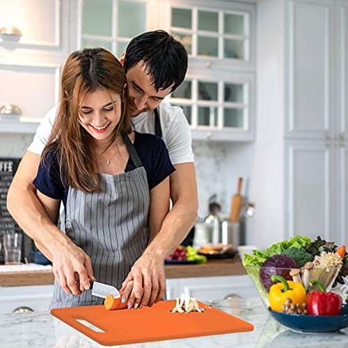 Fotouzy Plastic Utility Cutting Board with Handles, Food Safe PP Material, BPA Free, Dishwasher Safe, Thick Chopping Board, Large Size, Easy Grip Handle, for Kitchen (Orange)