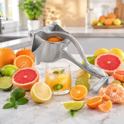 Hand Juicer Squeezer, Manual Citrus Juicer Press – Heavy Duty Aluminum Alloy Lemon Lime Orange Squeezer, Handheld Juice Press for Pomegranate & Citrus Fruits, Easy to Clean, Dishwasher Safe