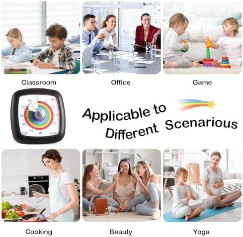 Secura 60-Minute Visual Timer, Silent Study Timer for Kids and Adults