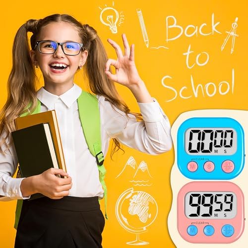 ZILLEEN Classroom Timer for Kids Teachers 6 Pack Digital Timers Blue Pink