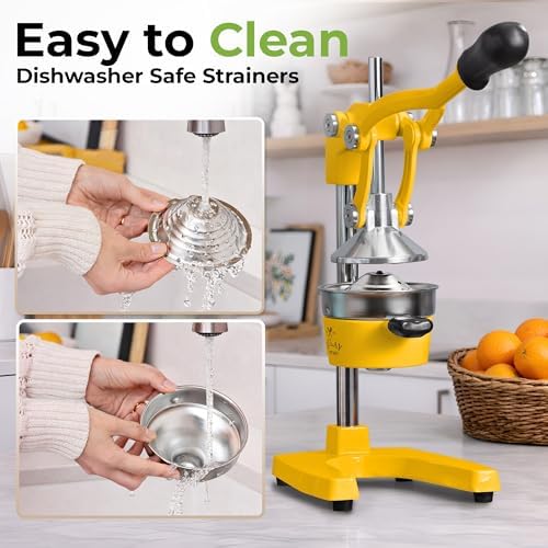 Zulay Kitchen Cast Iron Juicer - Heavy Duty Orange Juicer with Detachable Strainers for Easy Cleaning, Citrus Press for Citrus Fruits, Perfect for Bartenders, Juice Lovers & Health Enthusiasts