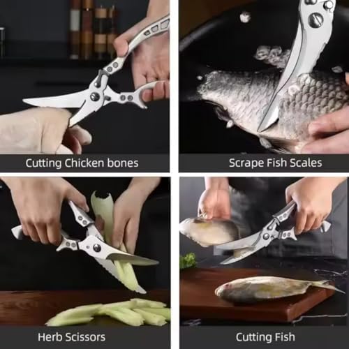 Poultry Shears-Heavy Duty Sharp Stainless Steel Kitchen Scissors for Cutting Chicken, Meat, Fish and Vegetables, Bone Cutting Shears with Safety Lock, Holster and Box