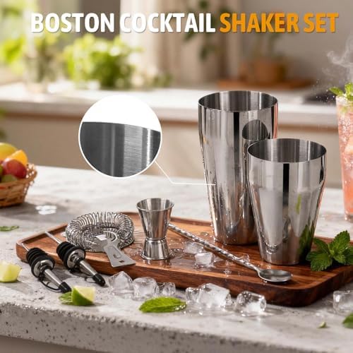 Mwellewm Cocktail Shaker Set, Boston Shakers, Bartending Drink Shaker Kit