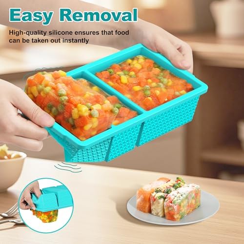 3 Pack - Silicone Freezer Trays with Lid, 1-Cup & 2 Cup Freezer Molds, Silicone Food Storage Containers for Meal Prep, Freezing Soup Sauce, Broth Leftovers