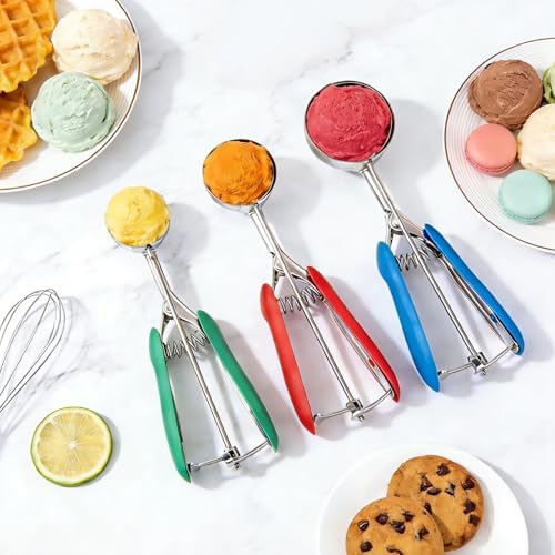 Color-Coded Cookie Scoop Set with Engraved Sizes,3 Sizes for Baking