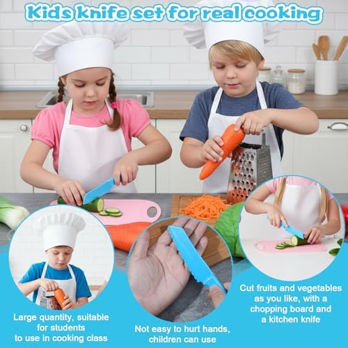 40 Pcs Kids Plastic Knife Set with Cutting Board Toddler Knife Tools, Including 20 Child Safe Knife 20 Chopping Board Kids Cooking Utensils for Cooking Club, Preschool