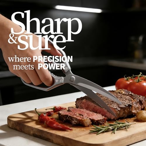 Kitchen Scissors - Kitchen Shears for Food, Sharp Meat Cutting Scissor, Heavy Duty Poultry Shear for Food, Japan Cooking Scissors, Chicken Shears Gifts for Men Women