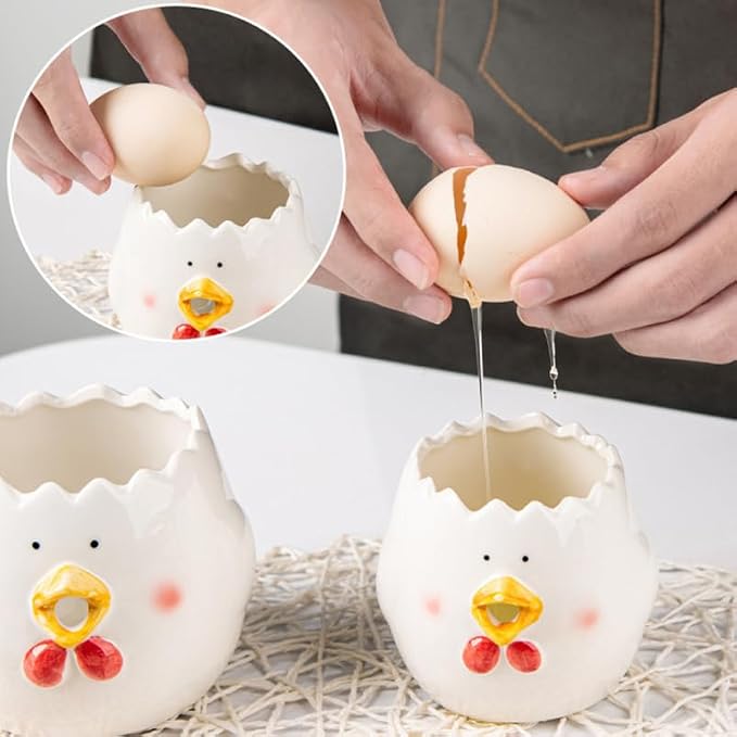 Luxshiny Chick Shape Egg Separator Ceramic Kitchen Tool 3.34X3.34X3.14In Egg Yolk White Splitter for Cooking Baking Home and Cafe Use