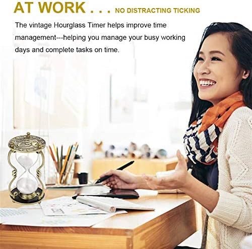 SuLiao Hourglass Sand Timer 60 Minute:Sun & Moon Engraving Brass Sand Clock, Metal Black Sand Watch 60 Min,Antique Reloj De Arena 1 Hora,Large 1 Hour Glass Sandglass for Gift Office Desk Decorative