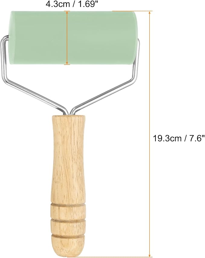 HARFINGTON 2pcs Rolling Pin 7.6" x 1.69" Silicone Roller Wood Handle Non-Stick Fondant Roller Dough Roller Rolling Pins for Baking Cookie Pastry Clay, Green