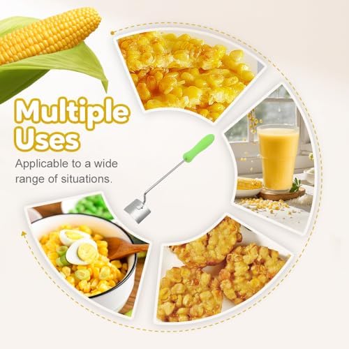 Easy Clean Corn Cob Peeler, 2025 New Corn On The Cob Stripper Tool with Long Handle, Stainless Steel Corn Cutter for Corn Cob With Corn Holder (Green-2 pcs)