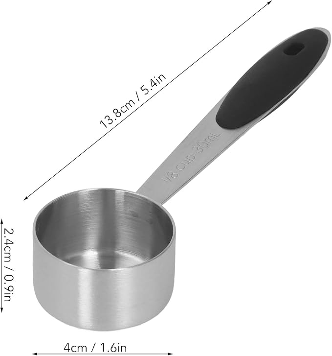 2Pcs Coffee Measuring Scoop, Stainless Steel 1/8 Cup 30ml Coffee Bean Milk Powder Tea Measuring Spoon, Home Kitchen Spoon