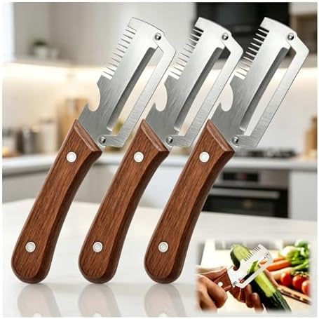 Premium Vegetable Peeler with Wooden Handle and Bottle Opener, Multi-Functional Vegetable Peeler for Fruit Pumpkin Peeling Potato and other vegetables or fruits (3pcs)