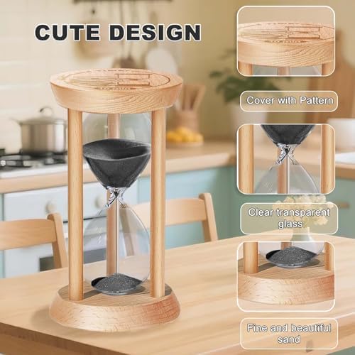 SuLiao Wooden Sand Timer 2 Minute Hourglass, Wood Black Sand Clock, Small Watch 2 Min Timer, Hour Glass Sandglass for Home, Reloj De Arena, Office, Decorative, Game, Classroom