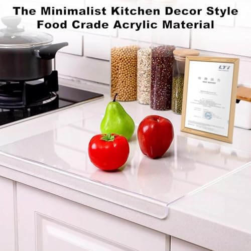 3-Piece Acrylic Cutting Board Set with Counter Lip, 3 Sizes (17.5x13.5/16x12/11.5x7.5Inch) for Kitchen Countertops, Non-Slip Durable Clear Countertop Protector, Ideal for Home Decor Housewarming Gifts
