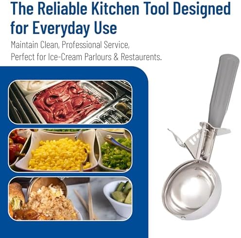 Carlisle FoodService Products 60300-8 Stainless Steel Portion Control Disher Scoop, 4 oz, Gray, Pack of 12
