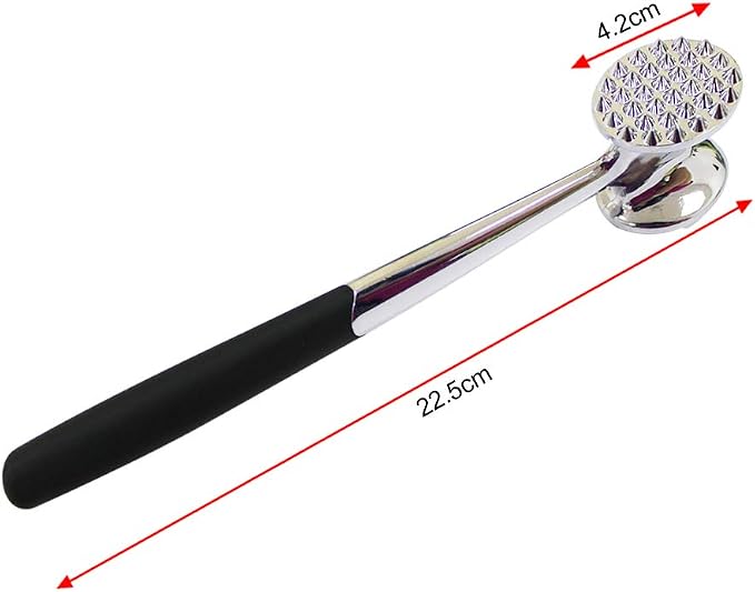 FUNRUI 1 Piece/Set Meat Hammer Tenderizer Heavy Duty Metal Stainless Steel Steak Meat Pounder Mallet Double-Sided Restaurant Home Kitchen Tool, Silver