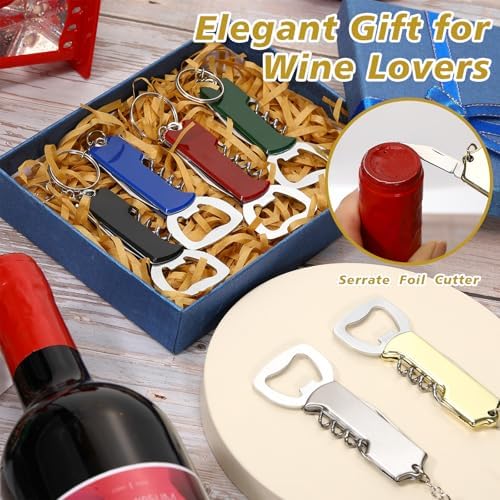Ziliny 24 Pcs Wine Bottle Opener Keychains Bulk Corkscrew, Multi Color
