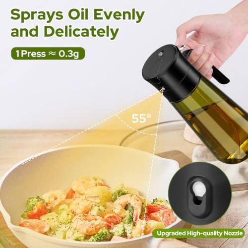2-in-1 Oil Spray Bottle with Basting Brush, 580ml Light-Proof Glass Olive Oil Dispenser to Preserve Freshness, Ideal for Salad, Baking, Grilling, and Air Frying