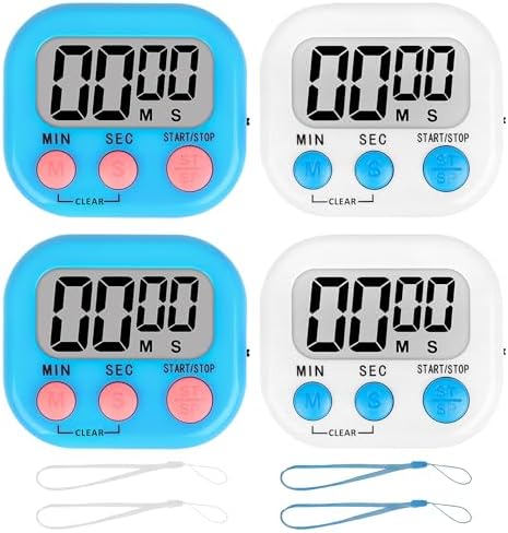 ZILLEEN Classroom Timer for Kids Teachers 4 Pack Digital Timers Blue White