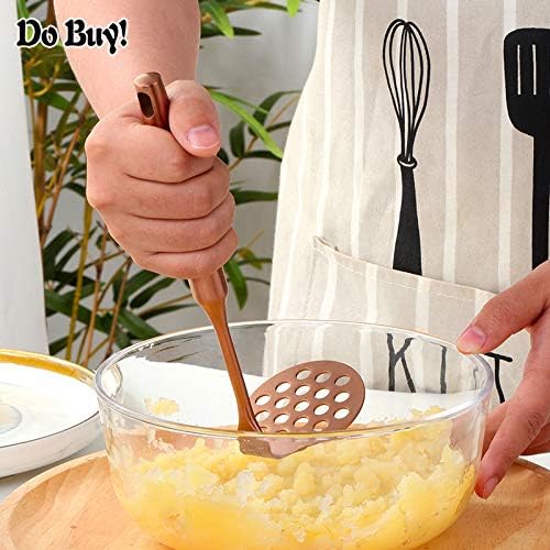 Potato Masher ，Stainless Steel Potato Ricer Press，Ergonomic Horizontal Handle &Multi-Function for Smooth Creamy Mashed Potato,Fruits,Vegetables Baby Food (2pcs, rose gold)