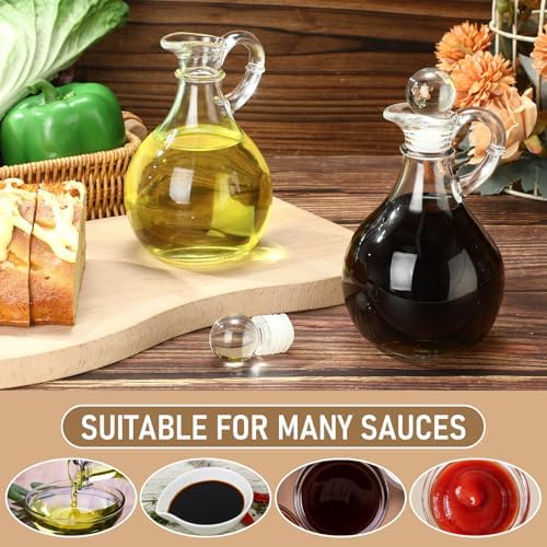 Teenyyou 2 Pcs Oil Vinegar Dispenser Set, 10.5 oz Glass Bottles Kitchen