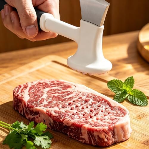 2-in-1 Meat Tenderizer Hammer and Tendon Cutter, Stainless Steel